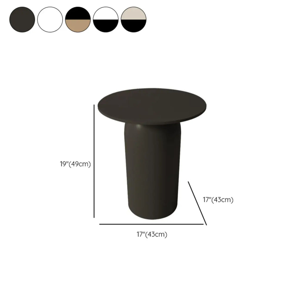 White Minimalist Round Coffee Table with Stone Top