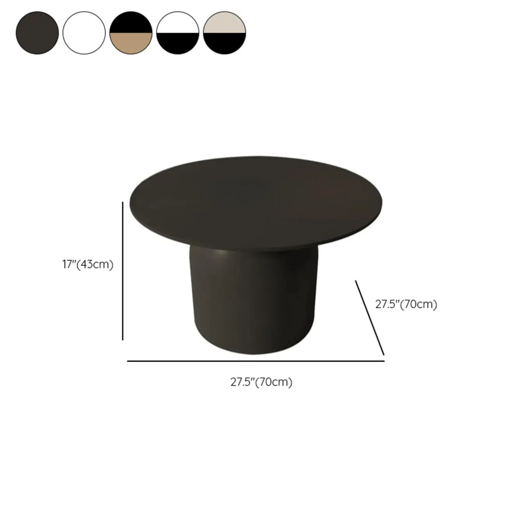 White Minimalist Round Coffee Table with Stone Top