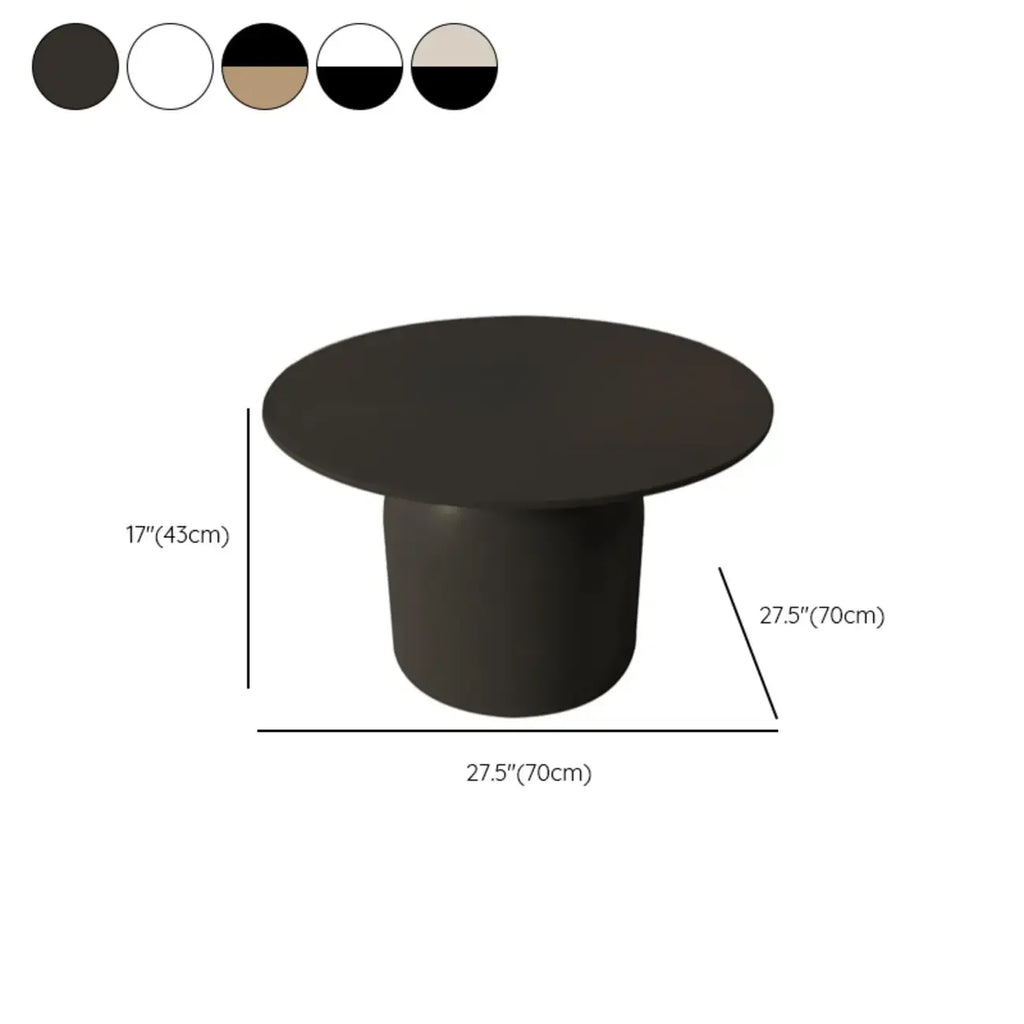 White Minimalist Round Coffee Table with Stone Top