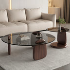 Modern Glass Round Indoor Coffee Table with Pedestal