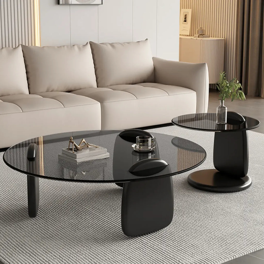 Modern Glass Round Indoor Coffee Table with Pedestal