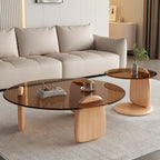 Modern Glass Round Indoor Coffee Table with Pedestal