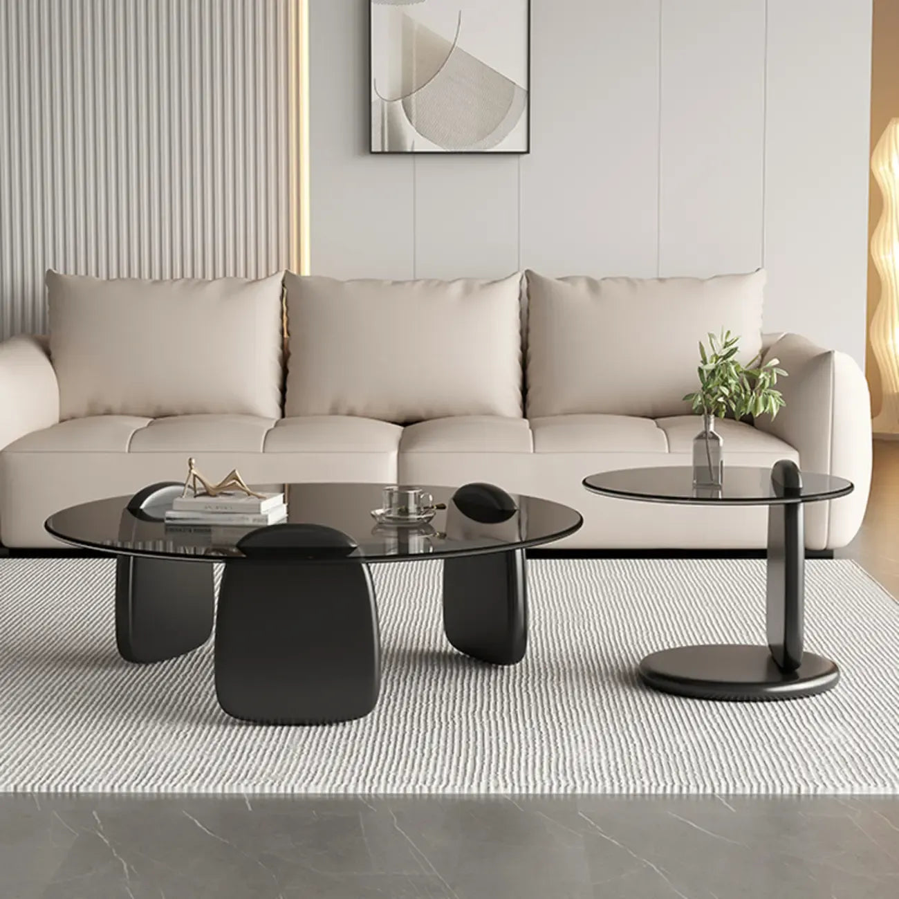 Modern Glass Round Indoor Coffee Table with Pedestal