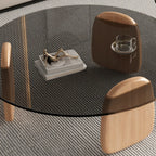 Modern Glass Round Indoor Coffee Table with Pedestal