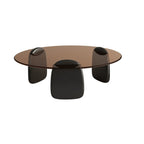 Modern Glass Round Indoor Coffee Table with Pedestal