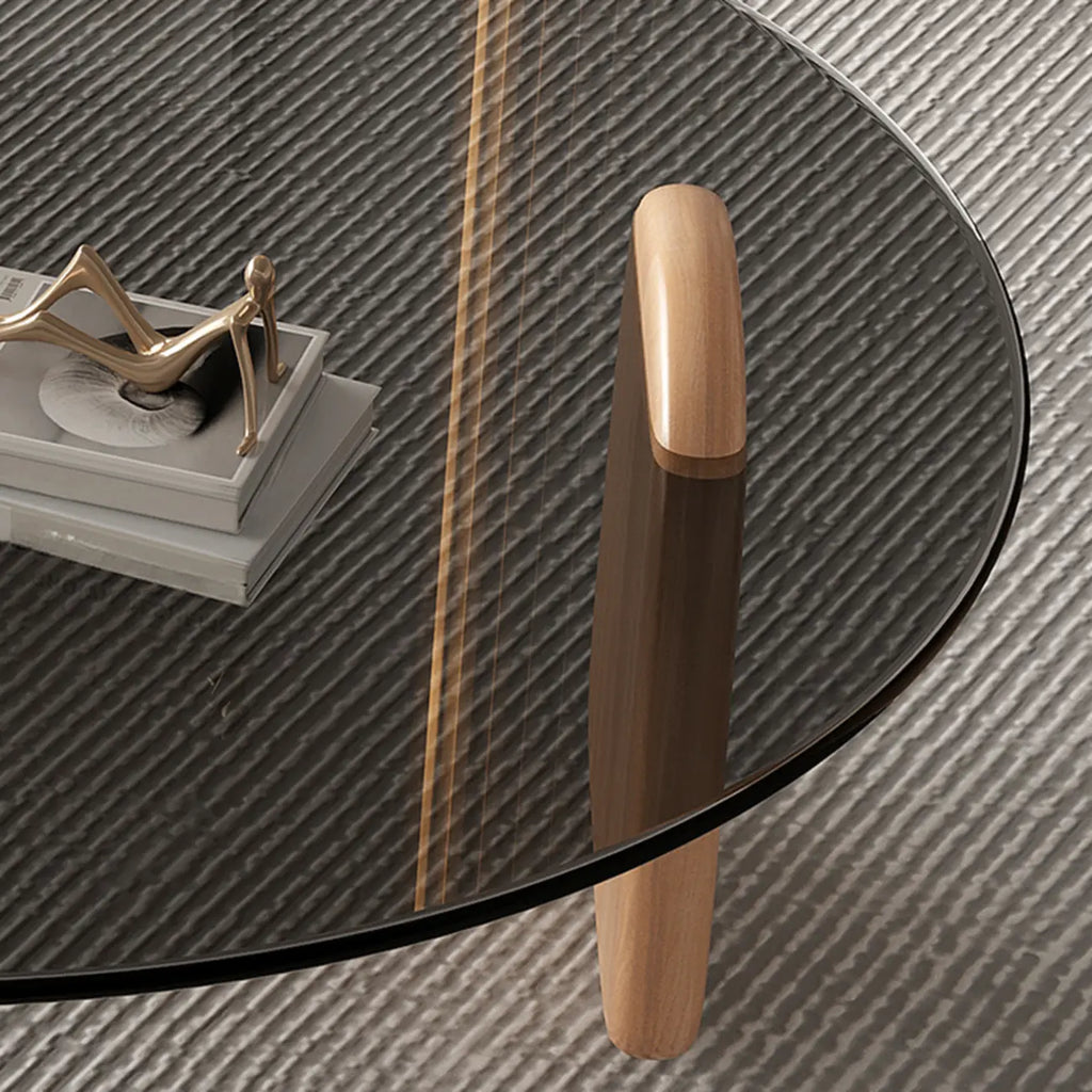 Modern Glass Round Indoor Coffee Table with Pedestal