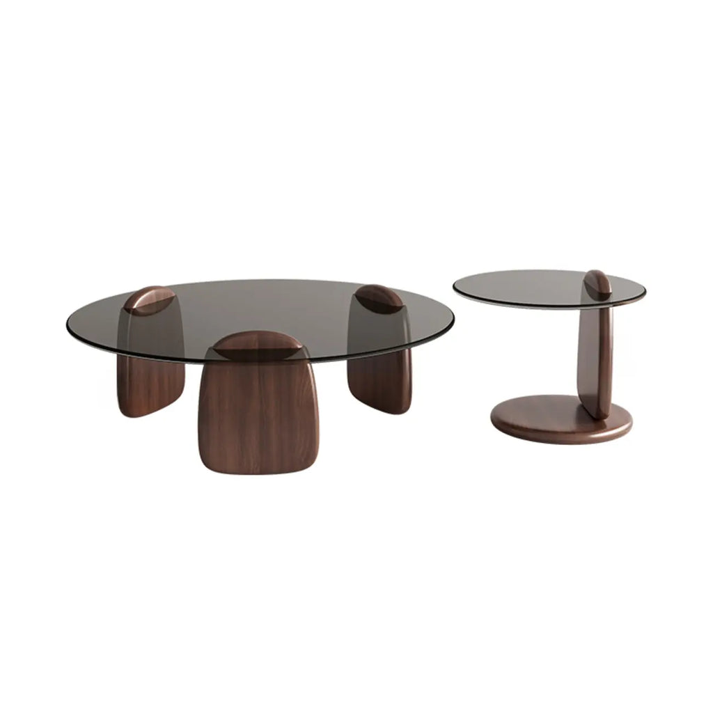 Modern Glass Round Indoor Coffee Table with Pedestal