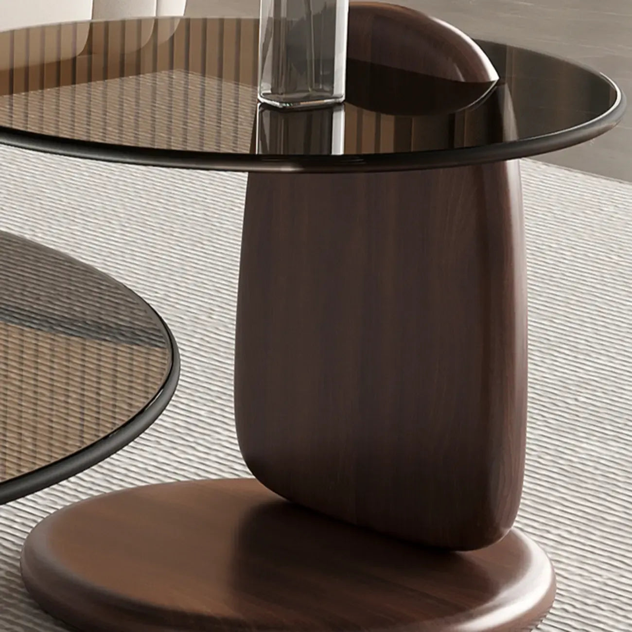Modern Glass Round Indoor Coffee Table with Pedestal