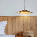 Classic Round Wooden Pendant Light with Shade for Home