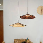 Classic Round Wooden Pendant Light with Shade for Home
