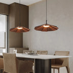 Classic Round Wooden Pendant Light with Shade for Home