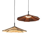 Classic Round Wooden Pendant Light with Shade for Home