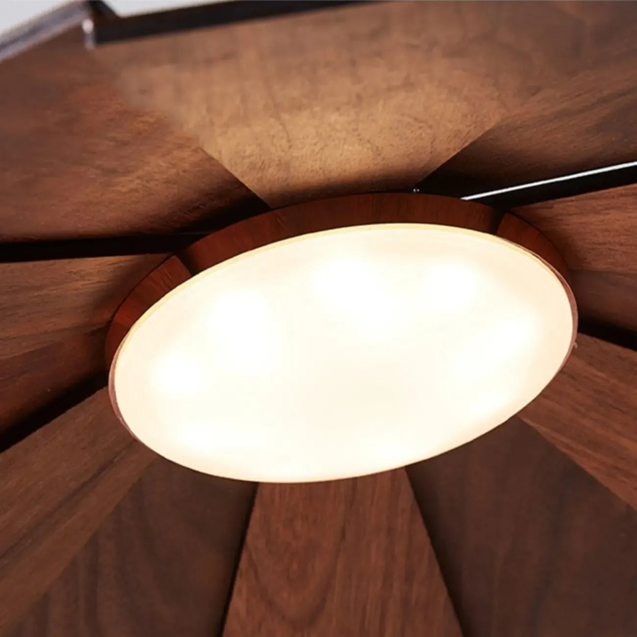 Classic Round Wooden Pendant Light with Shade for Home