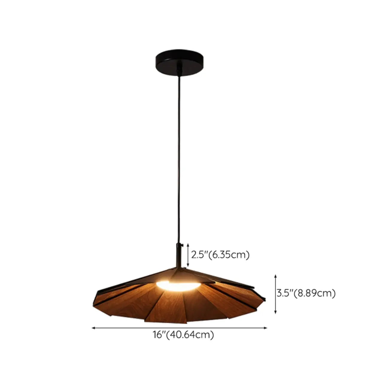 Classic Round Wooden Pendant Light with Shade for Home
