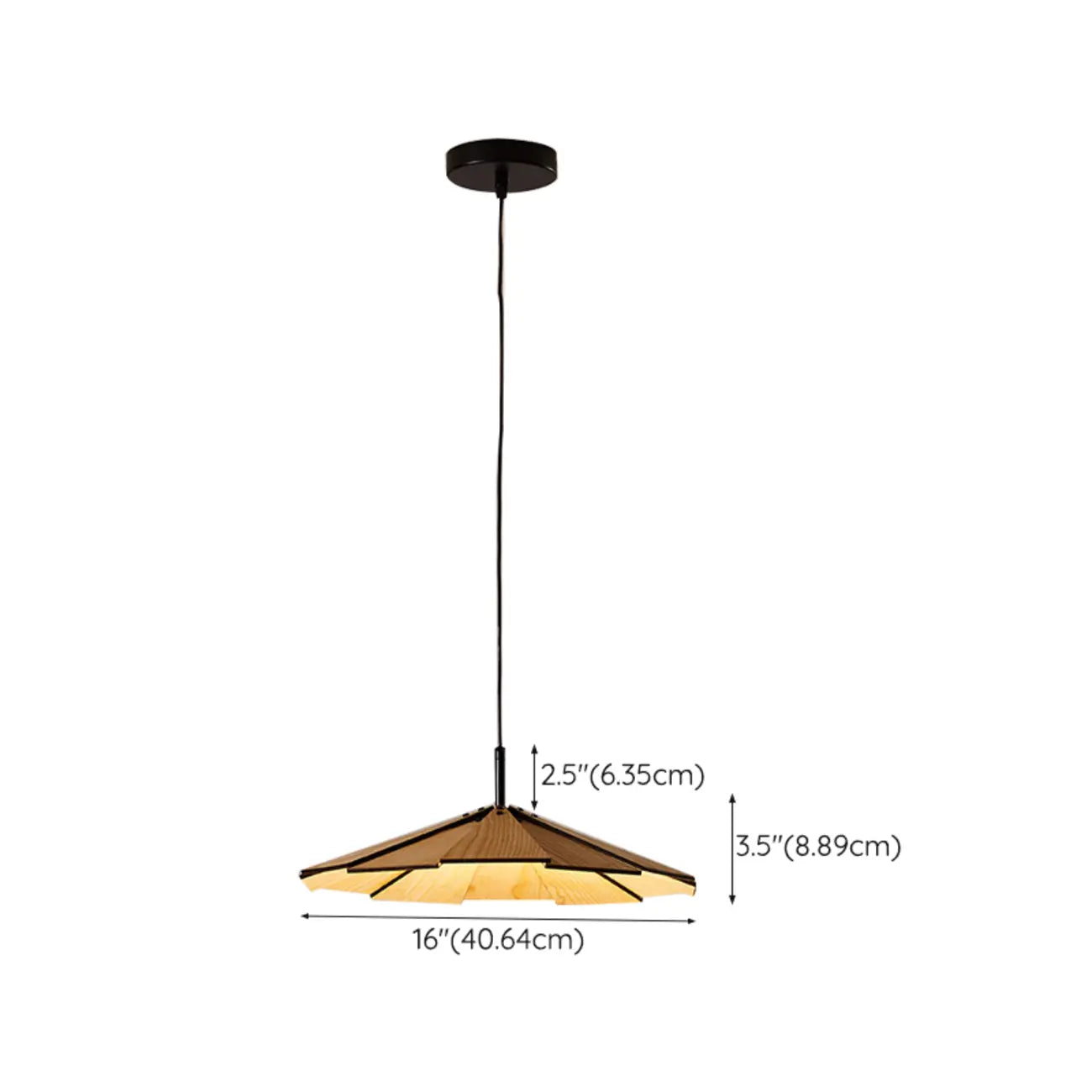 Classic Round Wooden Pendant Light with Shade for Home