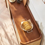 Freestanding Brown Rattan Wood Sideboard with Storage