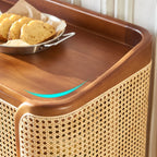 Freestanding Brown Rattan Wood Sideboard with Storage