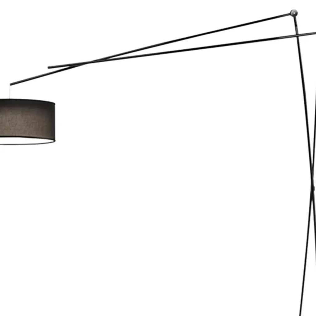 Unique Metal Black Arc Floor Lamp with Drum Fabric Shade