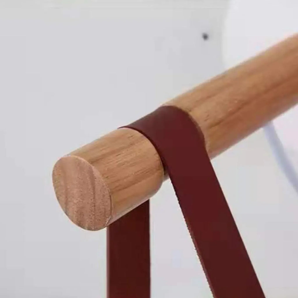 Modern Wall Sconce Wood and Metal with Leather Strap