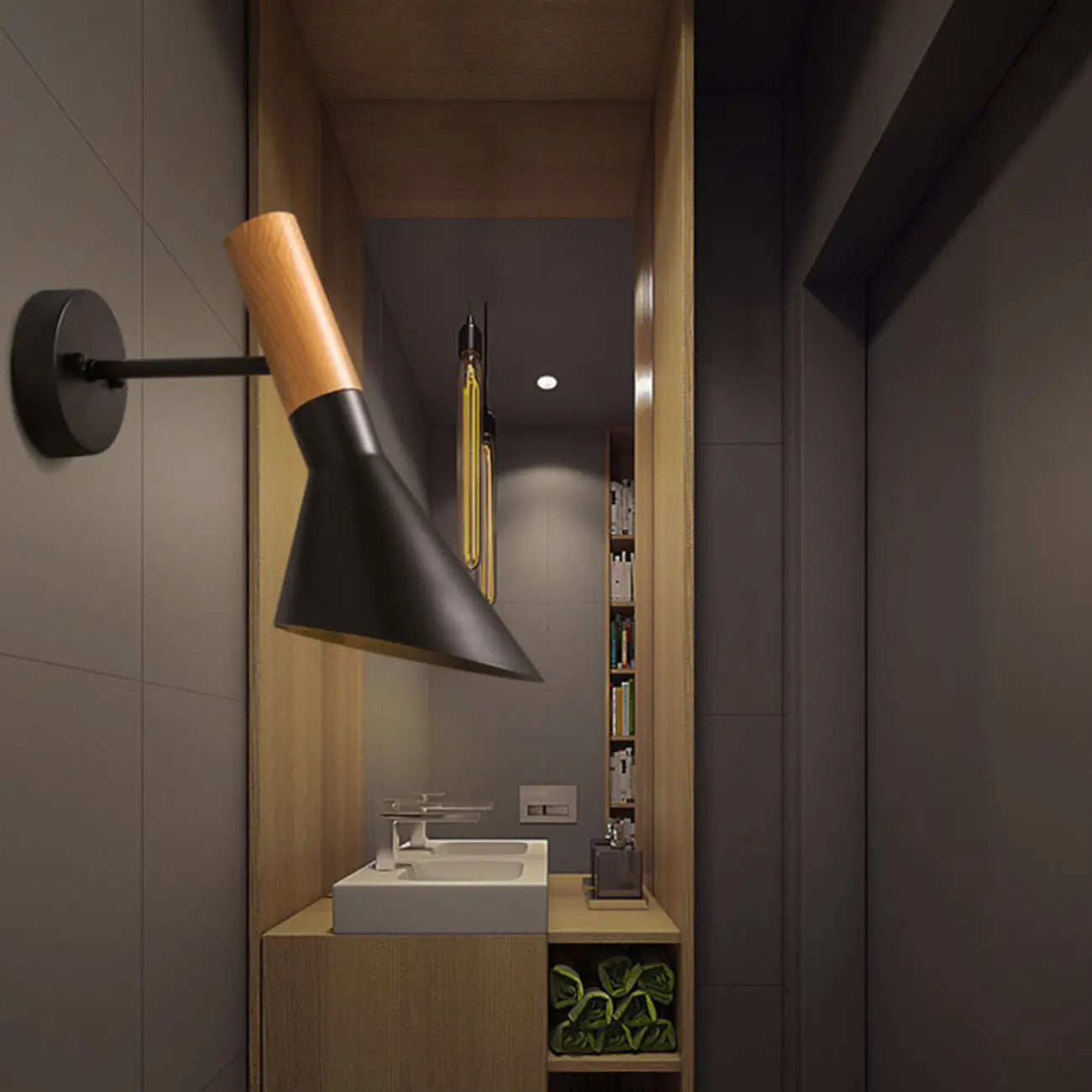 Minimalist Metal Black Cone Wall Light for Home