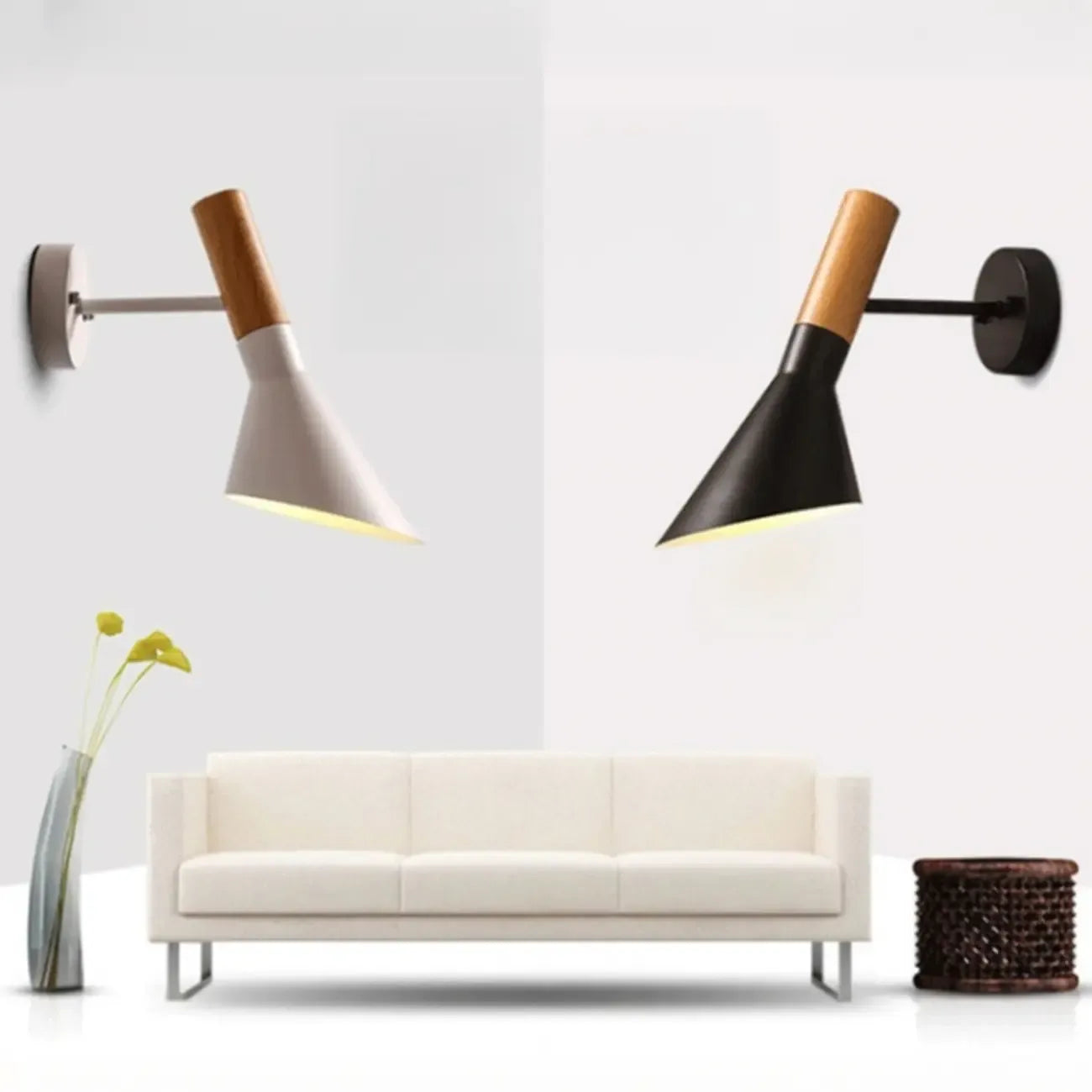 Minimalist Metal Black Cone Wall Light for Home