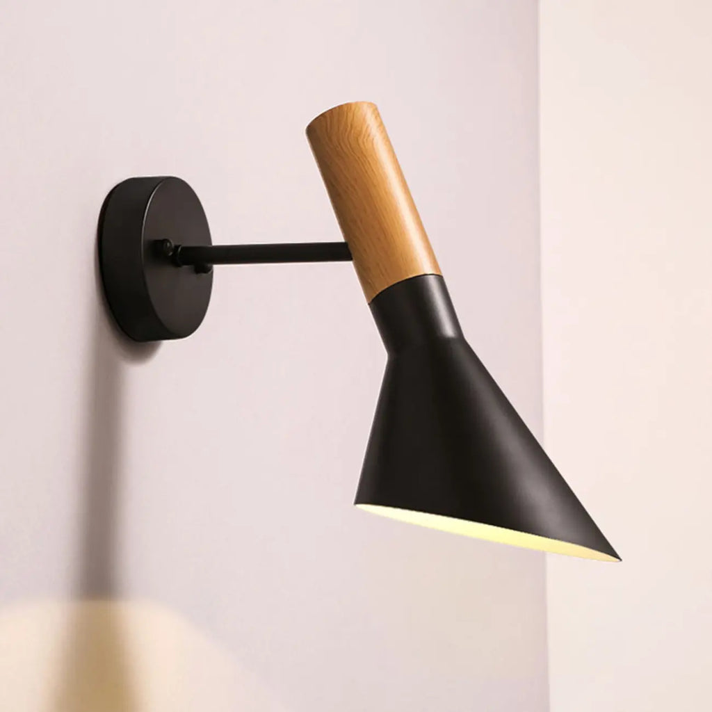 Minimalist Metal Black Cone Wall Light for Home