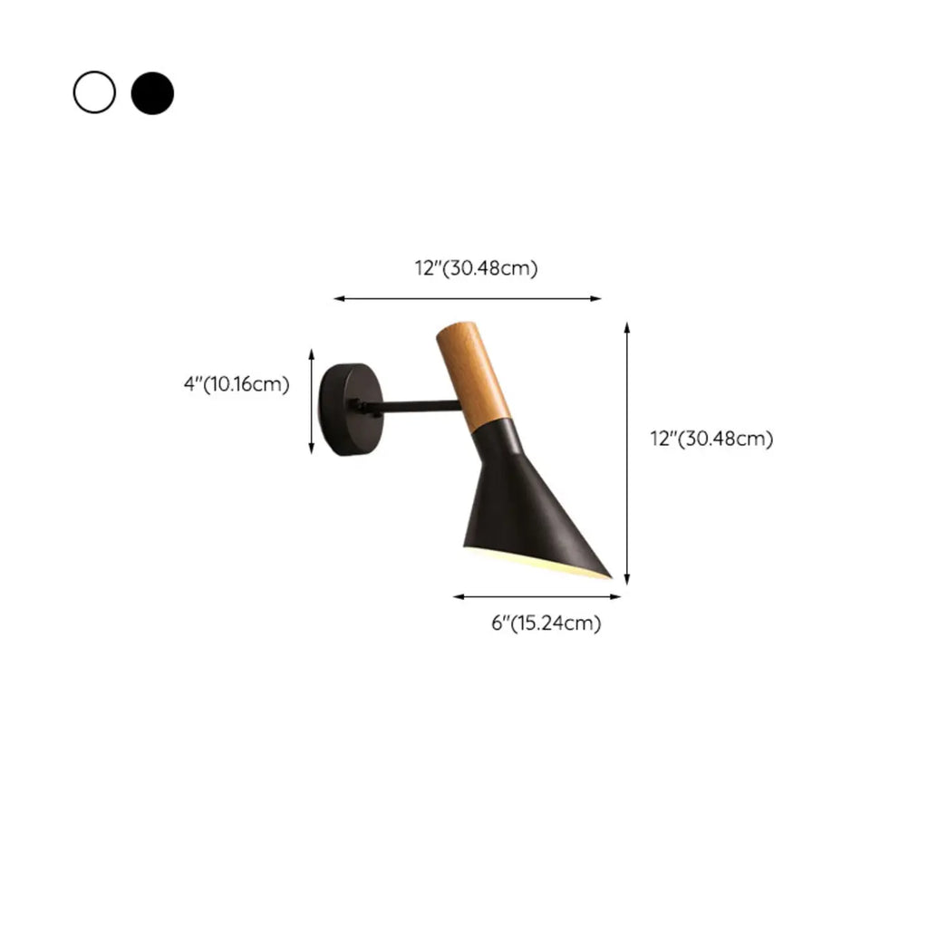 Minimalist Metal Black Cone Wall Light for Home