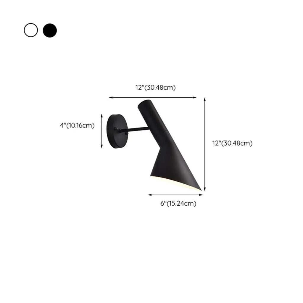 Minimalist Metal Black Cone Wall Light for Home