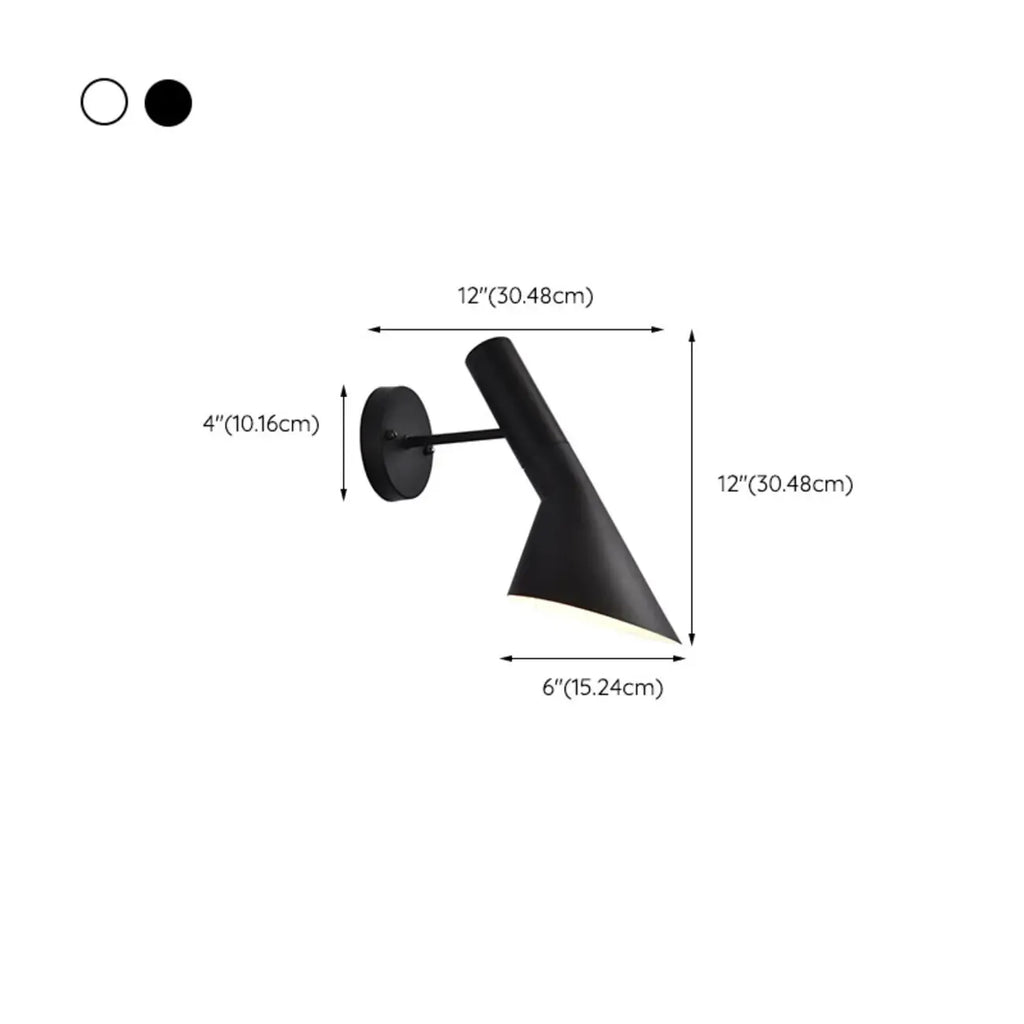 Minimalist Metal Black Cone Wall Light for Home