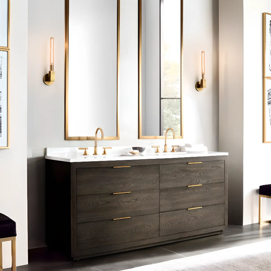 Modern Straight Brass Wall sconce for Elegant Bathroom