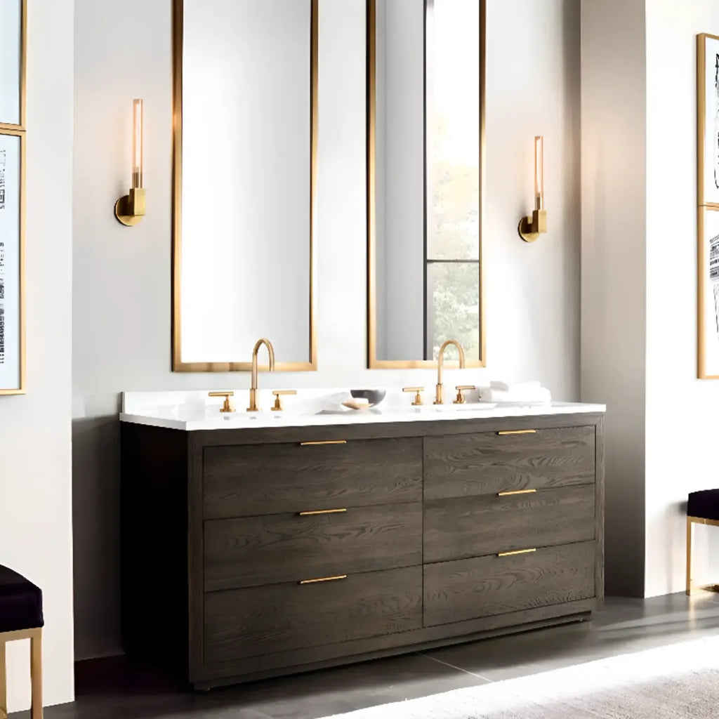 Modern Straight Brass Wall sconce for Elegant Bathroom