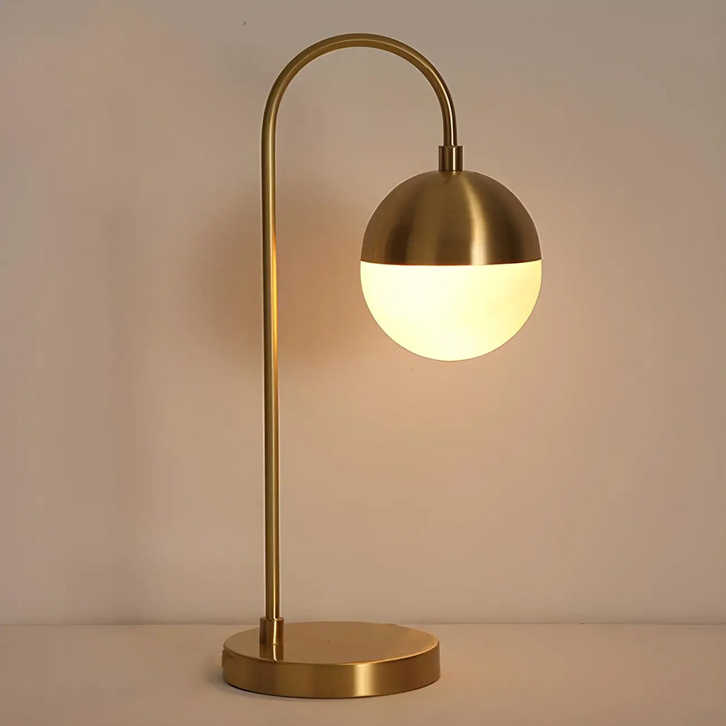 Modern Glass Globe Table Lamp Golden Base for Bedroom