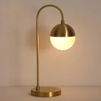 Modern Glass Globe Table Lamp Golden Base for Bedroom