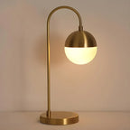 Modern Glass Globe Table Lamp Golden Base for Bedroom