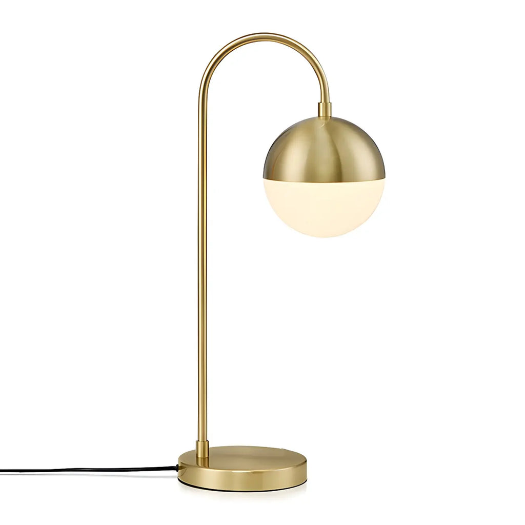 Modern Glass Globe Table Lamp Golden Base for Bedroom