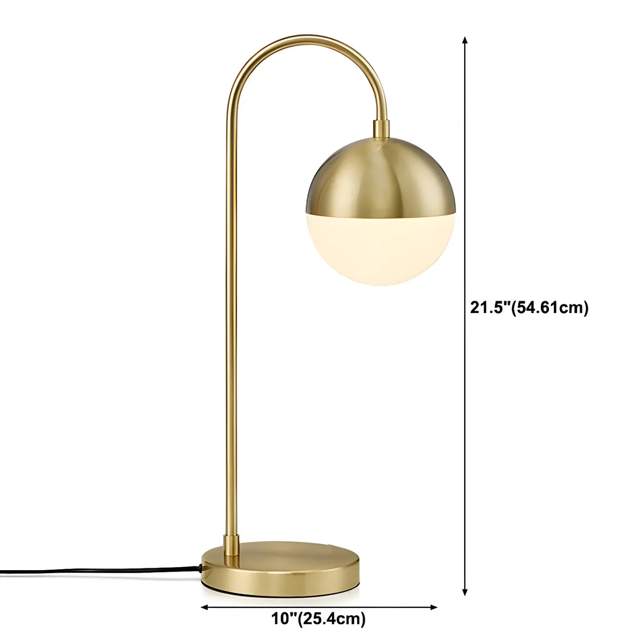 Modern Glass Globe Table Lamp Golden Base for Bedroom