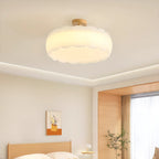 8 Elegant LED Semi Flush Ceiling Light in Natural Finish