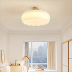 8 Elegant LED Semi Flush Ceiling Light in Natural Finish