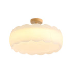8 Elegant LED Semi Flush Ceiling Light in Natural Finish