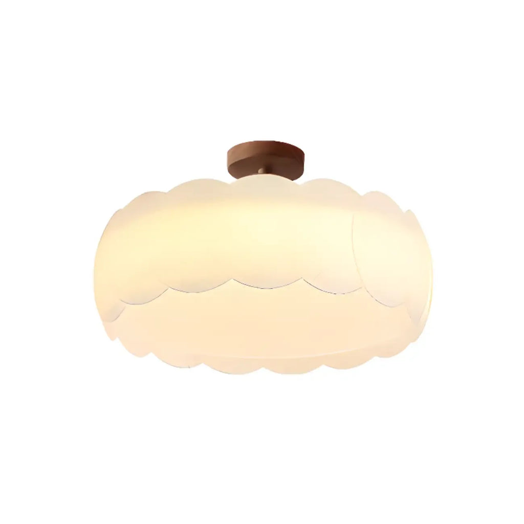 8 Elegant LED Semi Flush Ceiling Light in Natural Finish