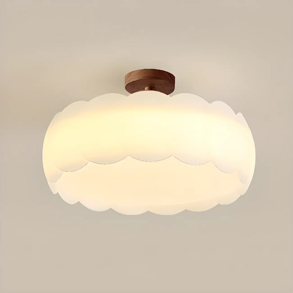 8 Elegant LED Semi Flush Ceiling Light in Natural Finish