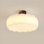 8 Elegant LED Semi Flush Ceiling Light in Natural Finish