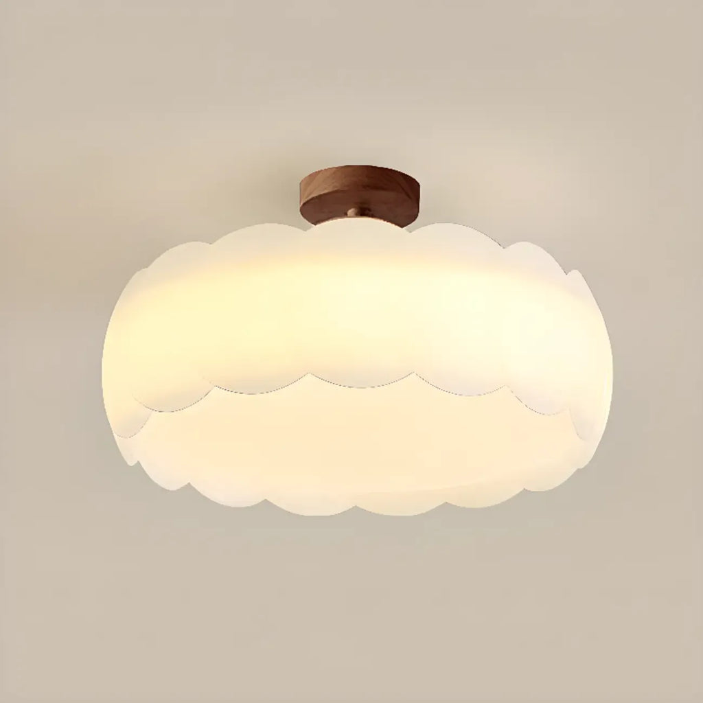 8 Elegant LED Semi Flush Ceiling Light in Natural Finish