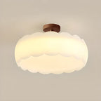 8 Elegant LED Semi Flush Ceiling Light in Natural Finish