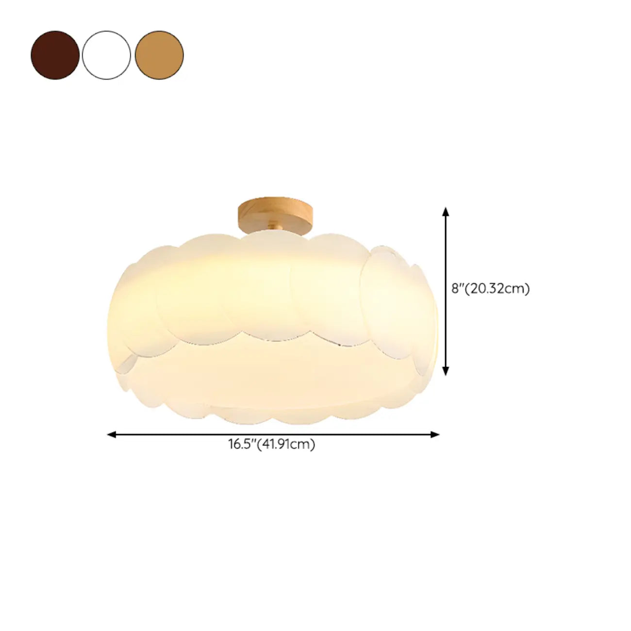 8 Elegant LED Semi Flush Ceiling Light in Natural Finish