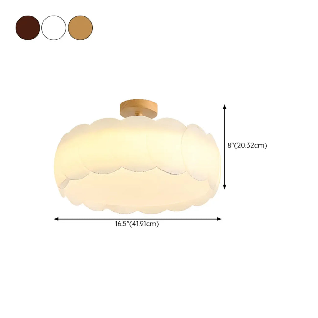 8 Elegant LED Semi Flush Ceiling Light in Natural Finish