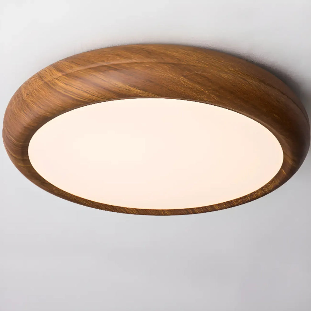 Simple LED Walnut Flush Mount Ceiling Light for Bedroom