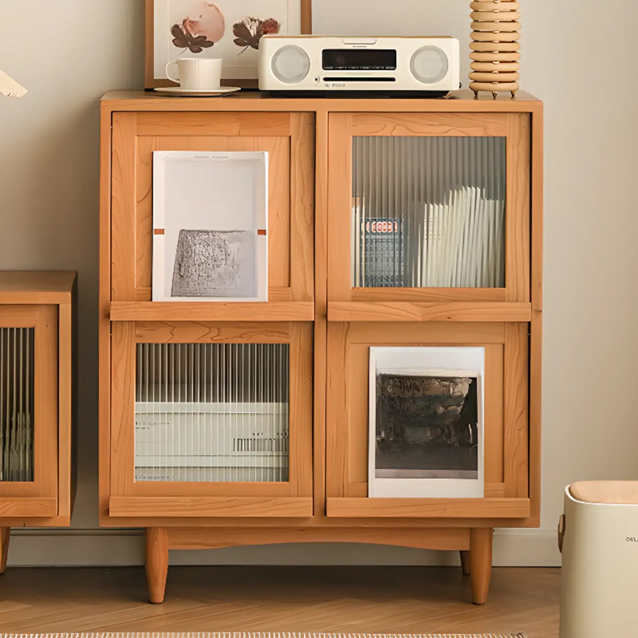 Standard Wooden Book Cabinet for Home, Natural Finish