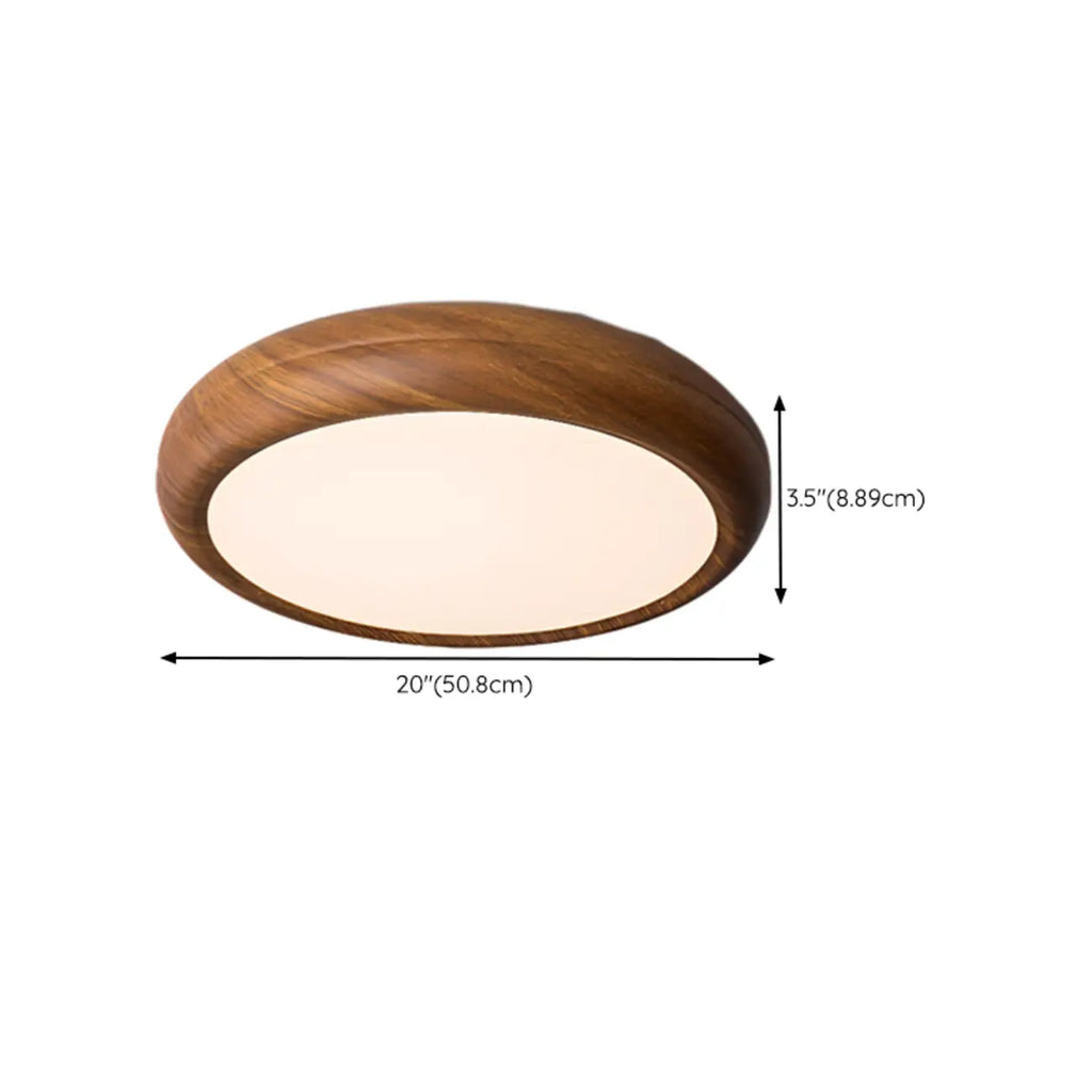 Simple LED Walnut Flush Mount Ceiling Light for Bedroom