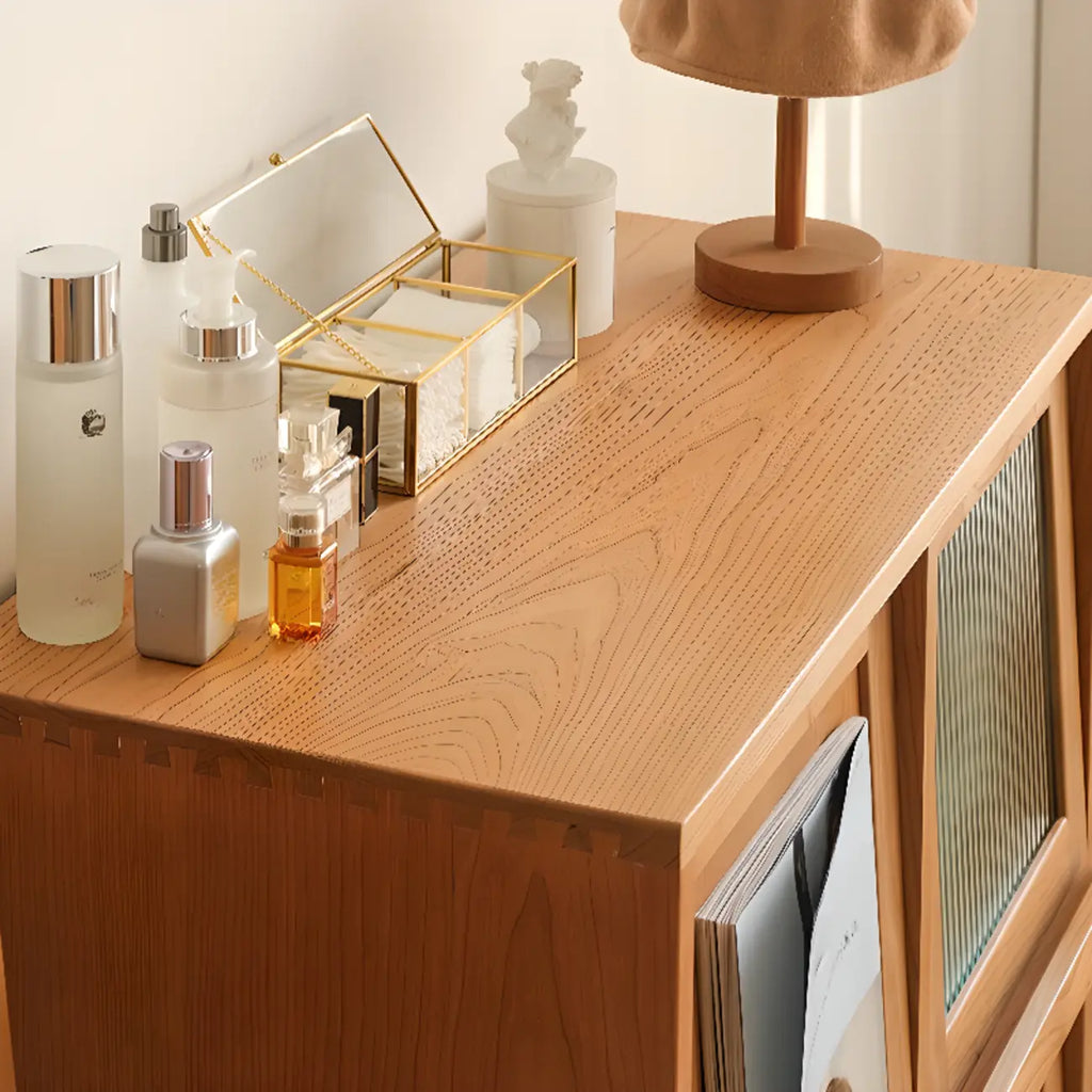 Standard Wooden Book Cabinet for Home, Natural Finish